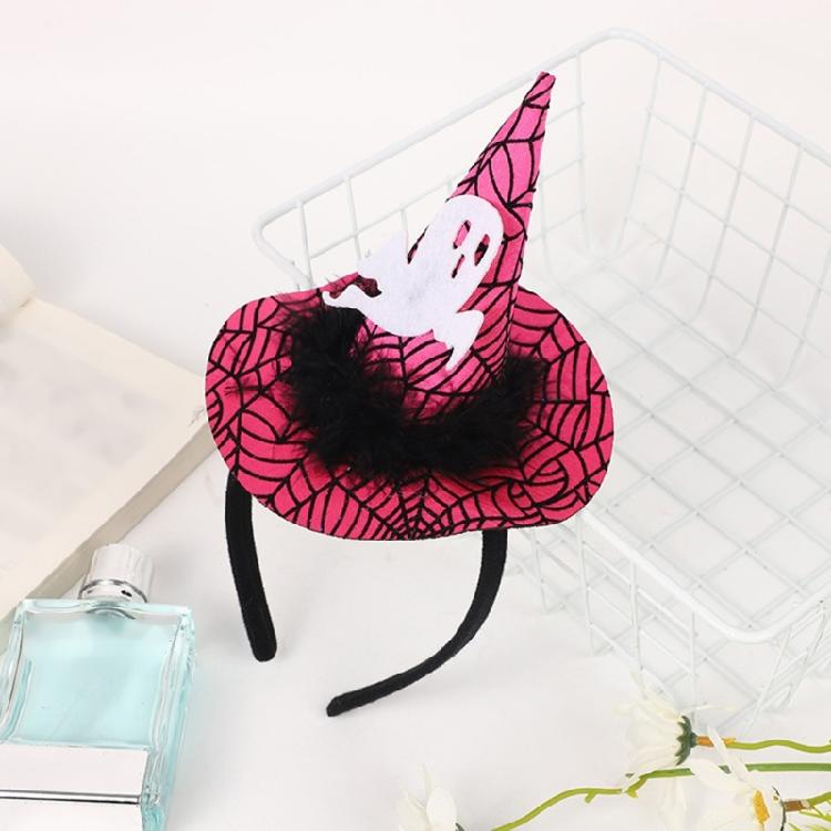 Festival Halloween Witch Hat Hairband with Mesh for Women Men Cosplay Spiderwebs Wizard Caps Headband Costume Accessory