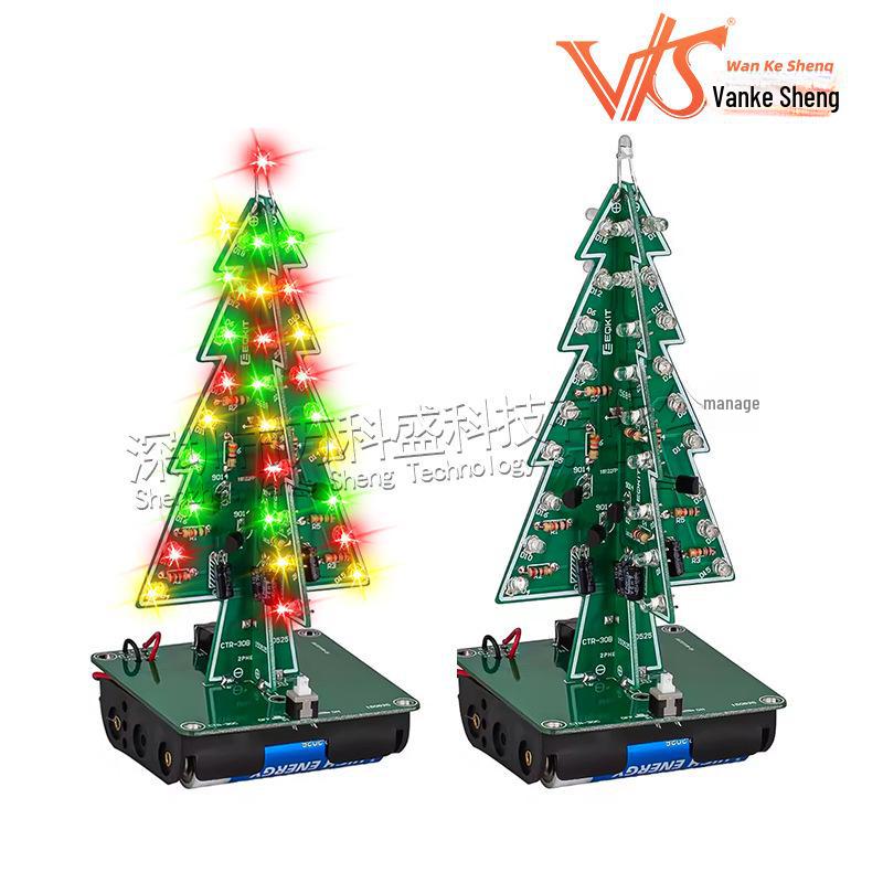 Colorful LED Flashing Christmas Tree DIY Kit – Handmade Creative Holiday Ornament