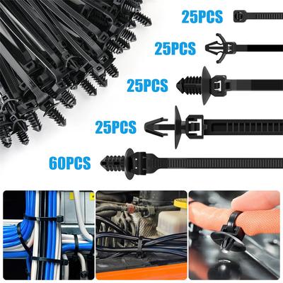 160 Bucăți Legături de Cablu din Nailon cu Design Push-Fit Auto-Blocante Combinație de Cleme de Fixare Pentru Hamul Electric al Motorului Auto