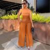 Womens High Waist Wide Leg PU Leather Pants INS Style Night Out Zip Detail Micro Stretch