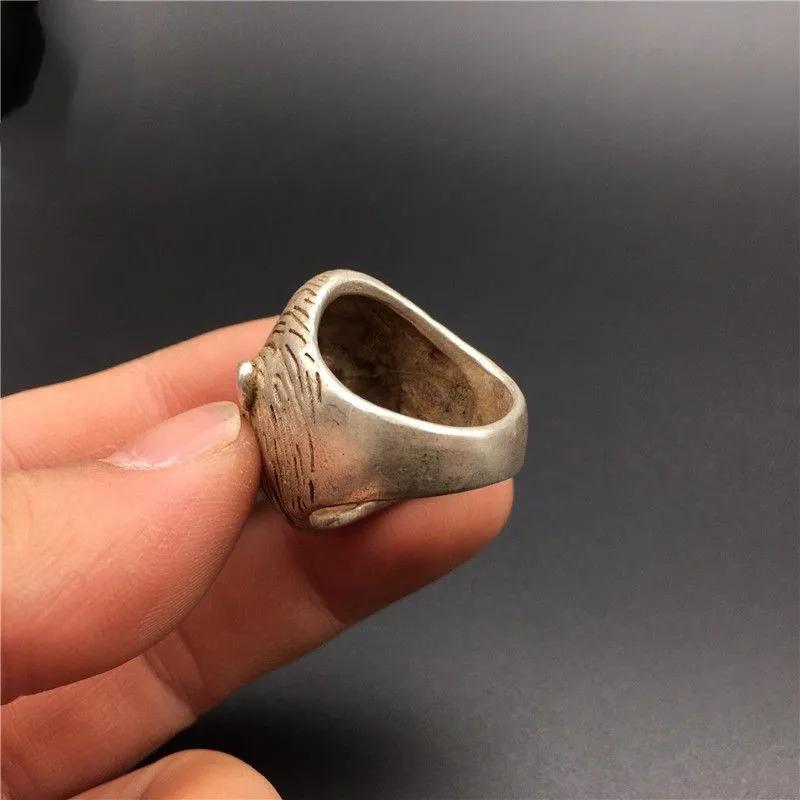 Collection Old Chinese Tibet Silver Handmade Monkey Ring Superb Ornament Gift