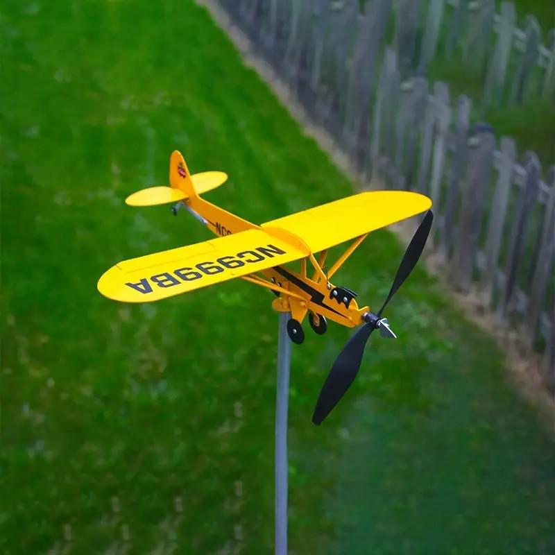 Airplane Weathervane Metal Windmill: Outdoor Garden Decoration