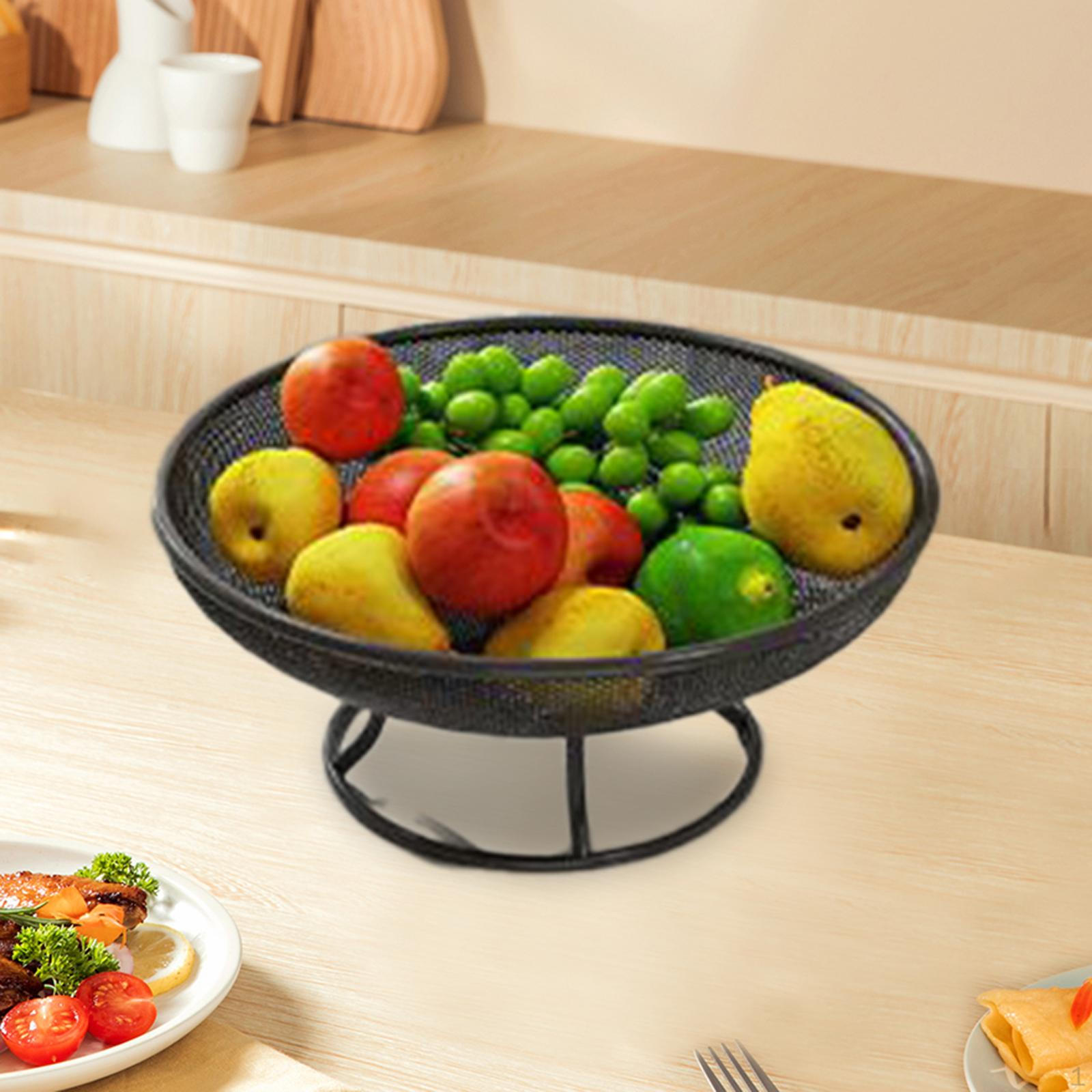 

Pedestal Fruit Bowl Basket Footed Plate Desk Serving Tray Vegetable Holder for Housewarming Salad чорний