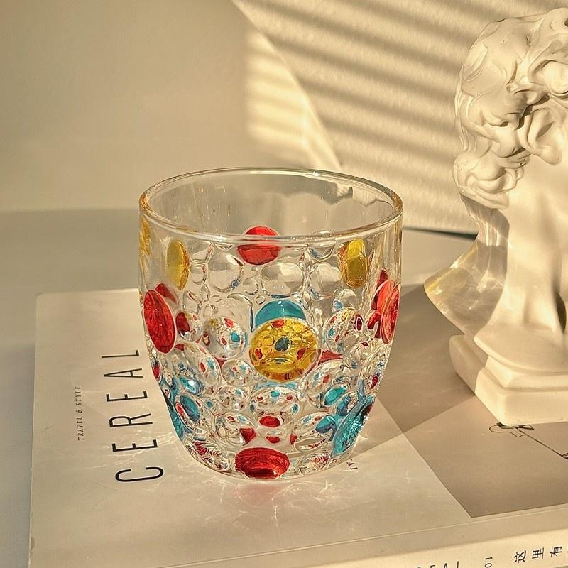 Creative Color Bead Cup Light Luxury Ins Wind Color Dot Juice Cup Milk Cup Coffee Cup Glass Cup