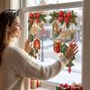 Holiday Glass Decals 2Pcs Christmas Window Clings, Static Sticker, Decal with Snowflakes Lantern Winter Wonderland Decor and Balls Patterns, Removable