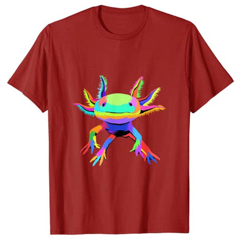 

Pop Cute Art Axolotl TShirt Graphic Tee Cartoon Apparel Animal Lover Aesthetic Clothes Short Sleeve Blouses Gift for Boys Girls S