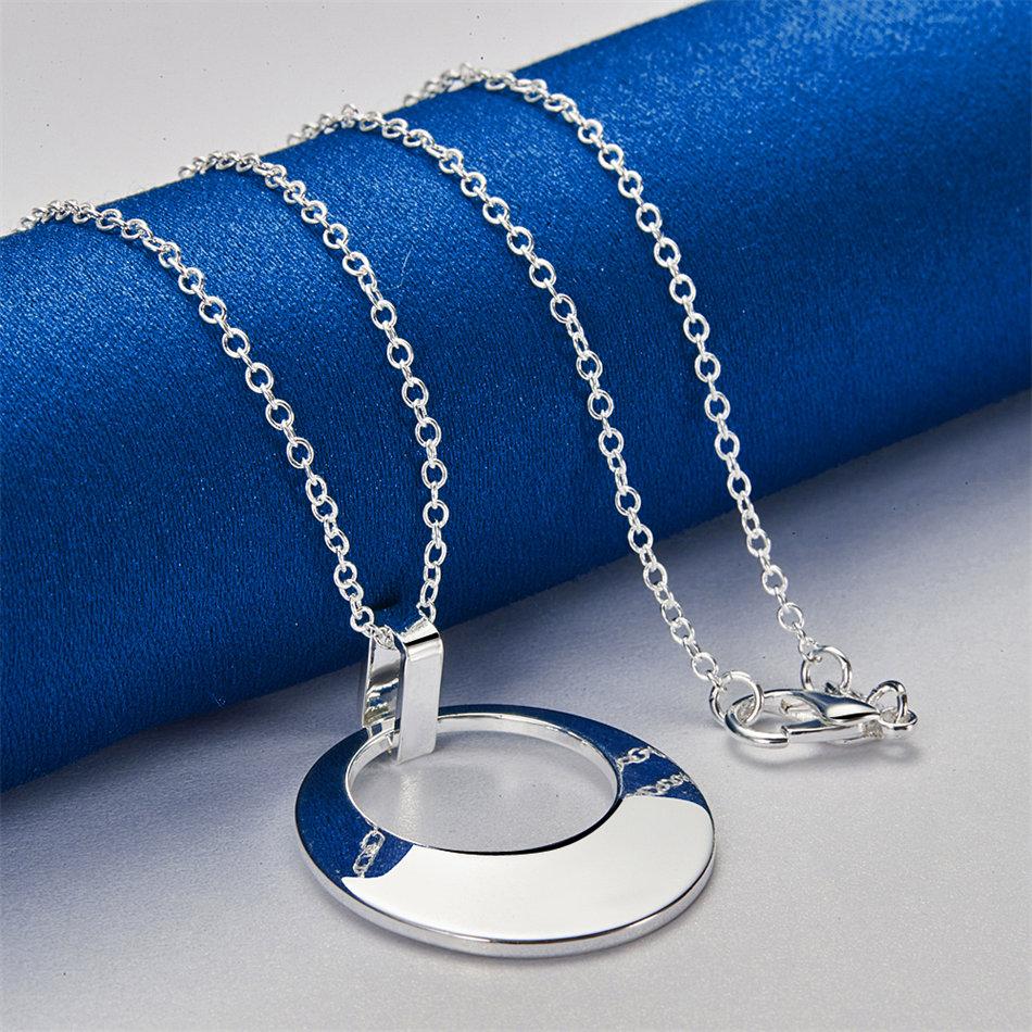 925 sterling silver 16-30 inch exquisite round pendant necklace for women's fashion wedding accessories, jewelry gifts