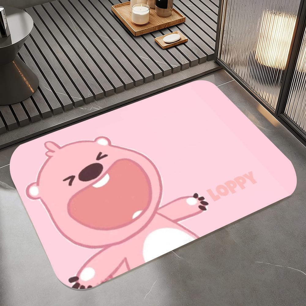 Cartoon-L-loopy Floor Mat Diatomite Bath Mat, Quick Dry Absorbent Non-Slip Door Mat 40cm x 60cm