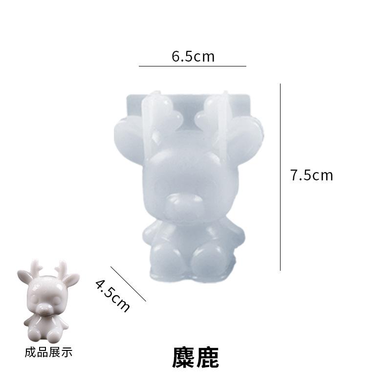 

DIY Crystal Epoxy Glue 3D Mirror Christmas Deer Silicone Mold Aromatherapy Gypsum Expansion Soft Ornament