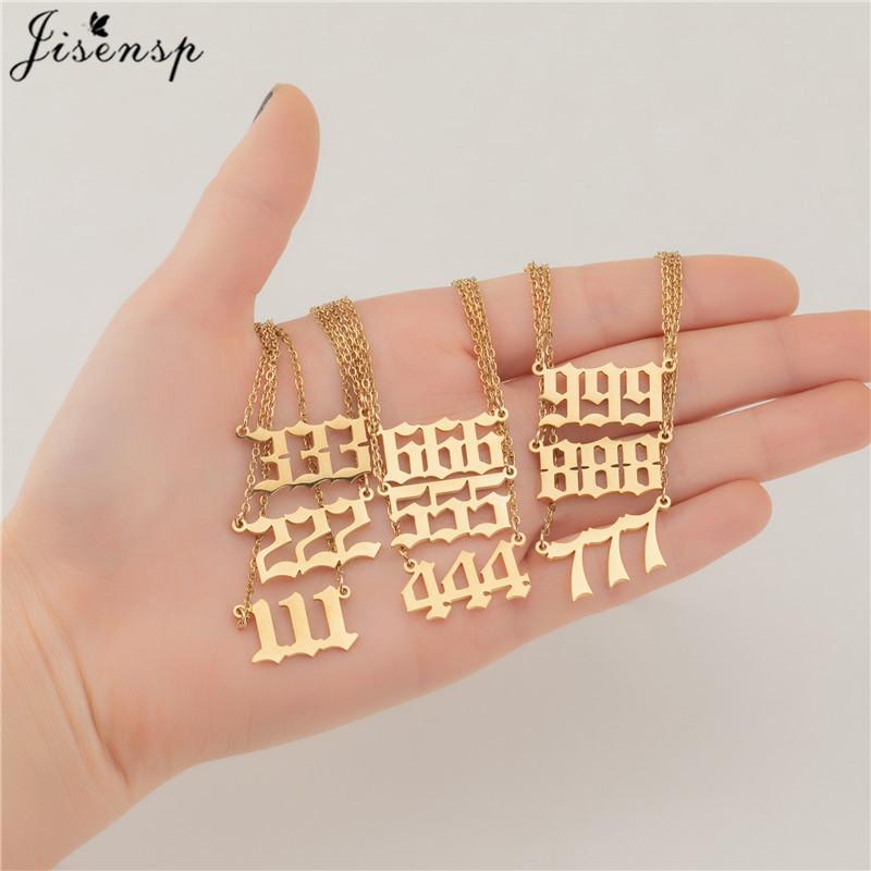 Stainless Steel Angel Number Lucky Numbers Necklaces 111 222 333 444 555 888 999 777 666 Pendant Necklace Charms Jewelry