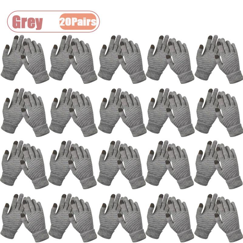 1-20Pairs Touchscreen Winter Gloves with Pineapple Design Fleece Lined Thick Warm Gloves for Students Cycling and Cold Weather