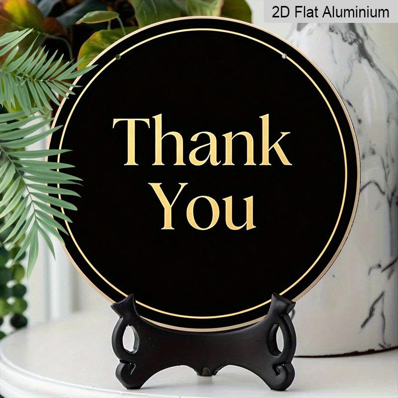 2D Flat Retro Aluminum Wall Stickers In Various Sizes. "Thank You" Sign On A Black Background. A Minimalist, Understated Luxury Style, Perfect for