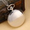 Classical Quartz Analog Smooth Pocket Watch Necklace Pendant with Chain Silver