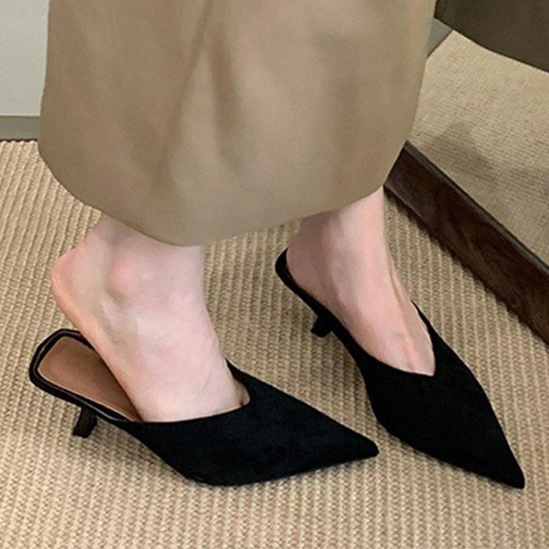 Pointed Toe Women Slippers High Heels Luxury Dress Mules Shoes Sexy Pumps 2025 Summer Elegant Designer Zapatos De Mujer