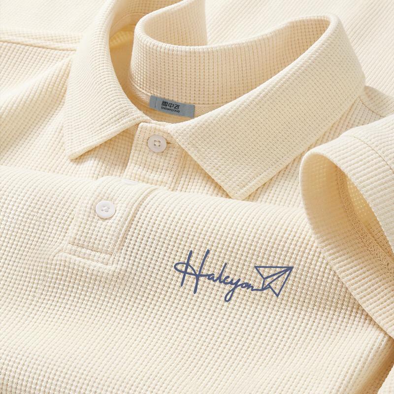 XueZhongFei Men s Waffle Knit Short-Sleeve Polo L