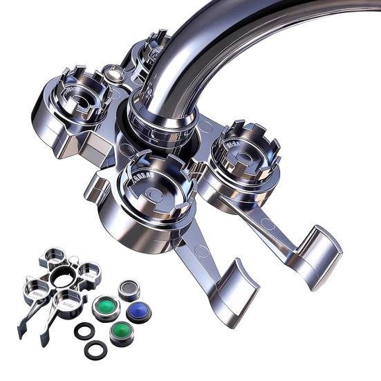 12-в-1 Ключ для аератора Міцний Металевий Стійкий до Іржі Інструмент для Зняття Насадки-Розпилювача Змішувача Кухонний Ванний Раковина Сантехнічний Ремонтний Інструмент