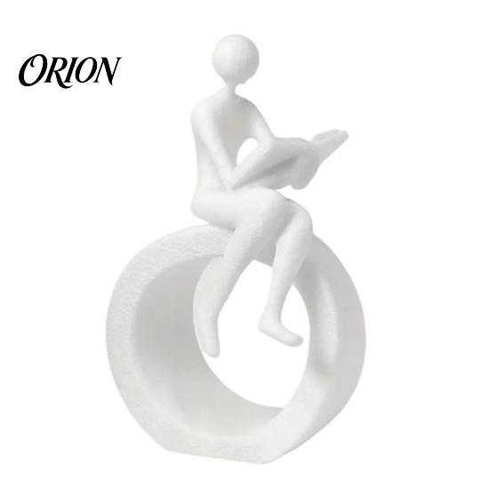 3D Printed Reading Figure Sculpture Figurine, Abstract Reader Statue for Home Tea Room Entryway Decor Decor, Modern Minimalist Bookshelf Desk
