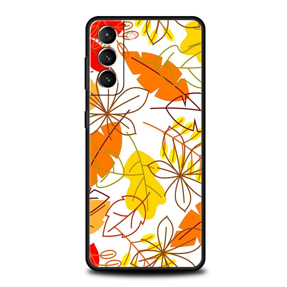 Phone Case For Samsung S24 S23 S22 Ultra S20 S21 FE 5G S10 S9 Plus S10E S8 S7 Edge Cover leaves fall fox pumpkin Halloween