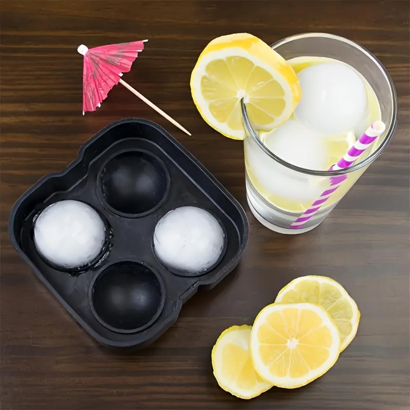 Large Sphere Ice Cube Mold 4-Grid Silicone Whiskey Ice Maker, Leak-Free Design, Easy Fill & Release, Perfect for Round Ice Balls