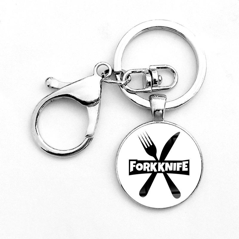 Cabochon Printing Laser Keychain Stainless Steel Key Holder Ring Key