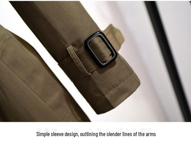 Petite Mid-Length Women's British-Style Trench Coat - Slimming Workwear for Spring & Autumn 2024