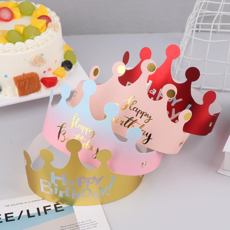 25Pcs Creative Happy Birthday Hat Crown Cap Diy Handmade Party Decor Po Prop For Adult Kids Cake Ornament