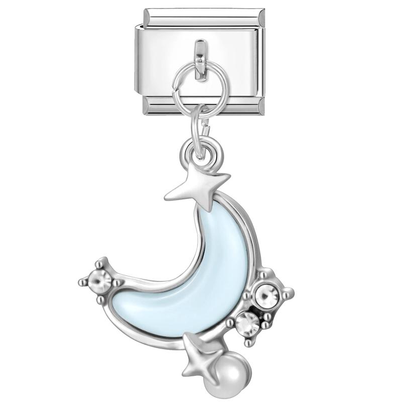 Shiny Y2K Zircon Butterfly Leaf Moon Cat Flower Fish Italian Charm Links Fit 9mm Stainless Steel Bracelet Women DIY Making Gifts