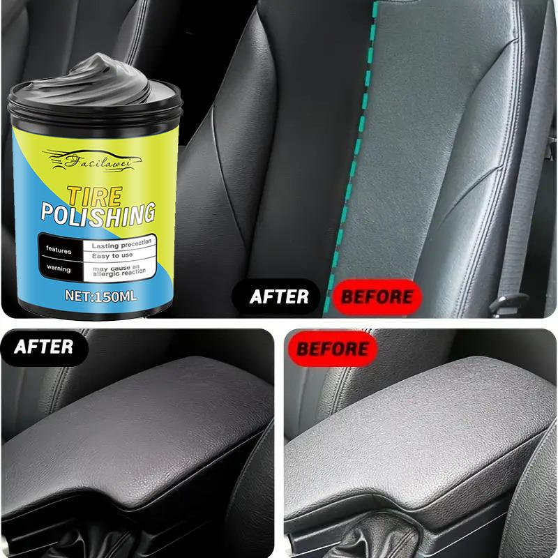 Car interior seat leather repair cream, car plastic repair agent, restores black shine - long-lasting car polish, suitable for d