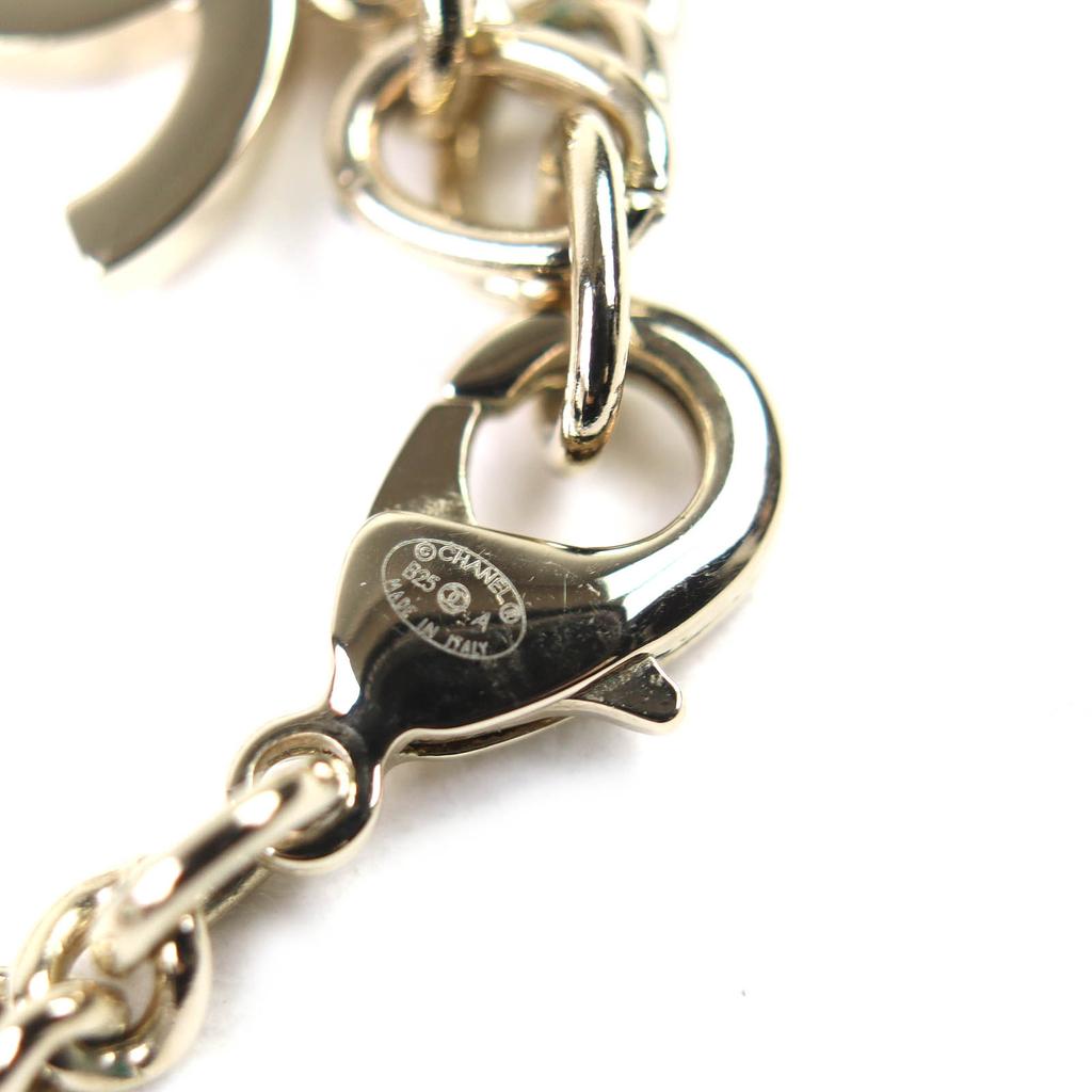 Pristine CHANEL Necklace COCO Mark Rhinestone Logo Medal Top Pendant gold B25A Used