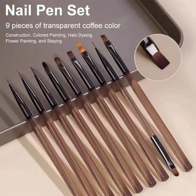 9pcs/1set UV Gel Nail Brush Liner DIY Painting Pen Manicure Acrylic Drawing Brush for Nail Art Design Nails Tip Display Painting Tool