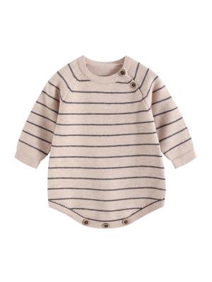 Unisex Baby Long Sleeve Striped Bodysuit Romper Sweater