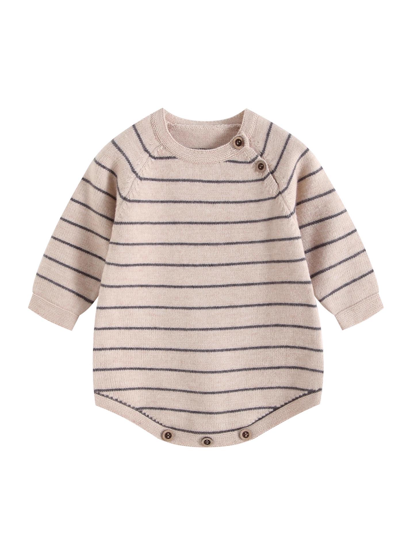 Unisex Baby Long Sleeve Striped Bodysuit Romper Sweater 59 cm