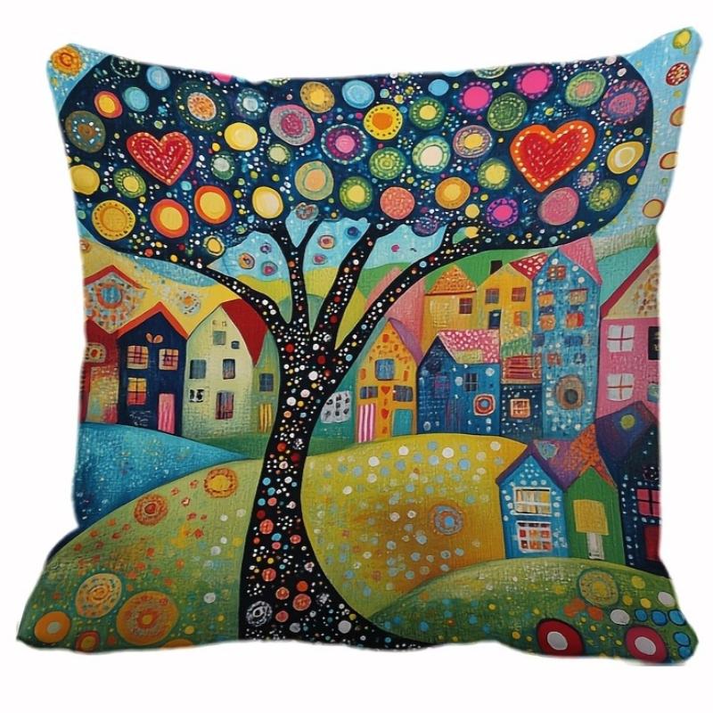 Rustic Vintage Painting Doodle Pillowcases Set Ideal For Daily, Holiday Party, Home Room Sofa Bedroom Living Room Decor