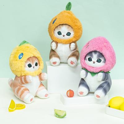 23cm Cute Shark Cat Turn Into Strawberry Orange Blueberry Pineapple Plush Toys Cartoon Fruit Animals Stuffed Dolls Birthday Gift
