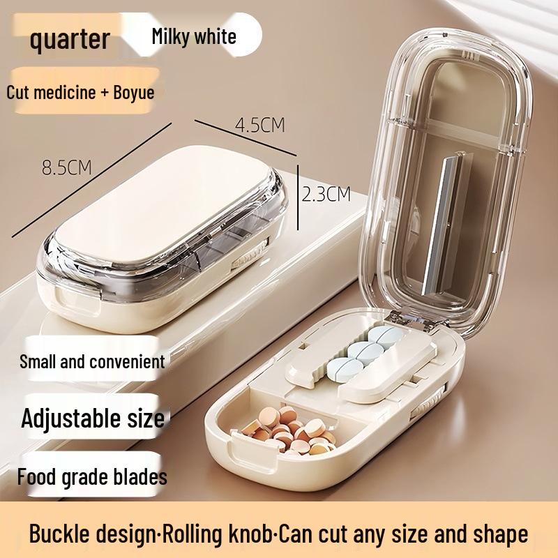 Portable Travel Pill Cutter: Splits Pills Into Halves or Quarters