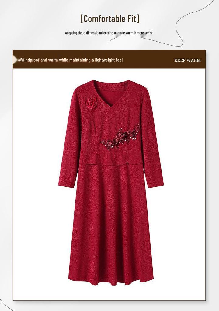 2026 Spring & Autumn Elegant Mother-in-law Wedding Dress for Middle-aged Women