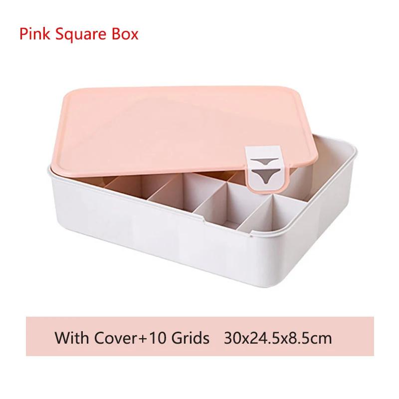 1/10/15 Grid Plastic Underwear Storage Box with Mark Closet Organizer Drawer for Underwear Socks Box Bra Organizer with Cover
