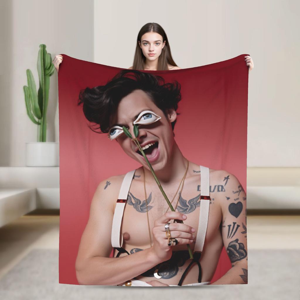 Singer H-Harrys S-Styles  Blanket  Picnic Flannel Throw Blanket For Bedroom Soft Warm Custom Quality Bedspread Gift