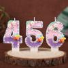 Flowers Rainbow Handmade Numbers Birthday Candles Cake Decoration Party Festive First Year Number Candles 0-9