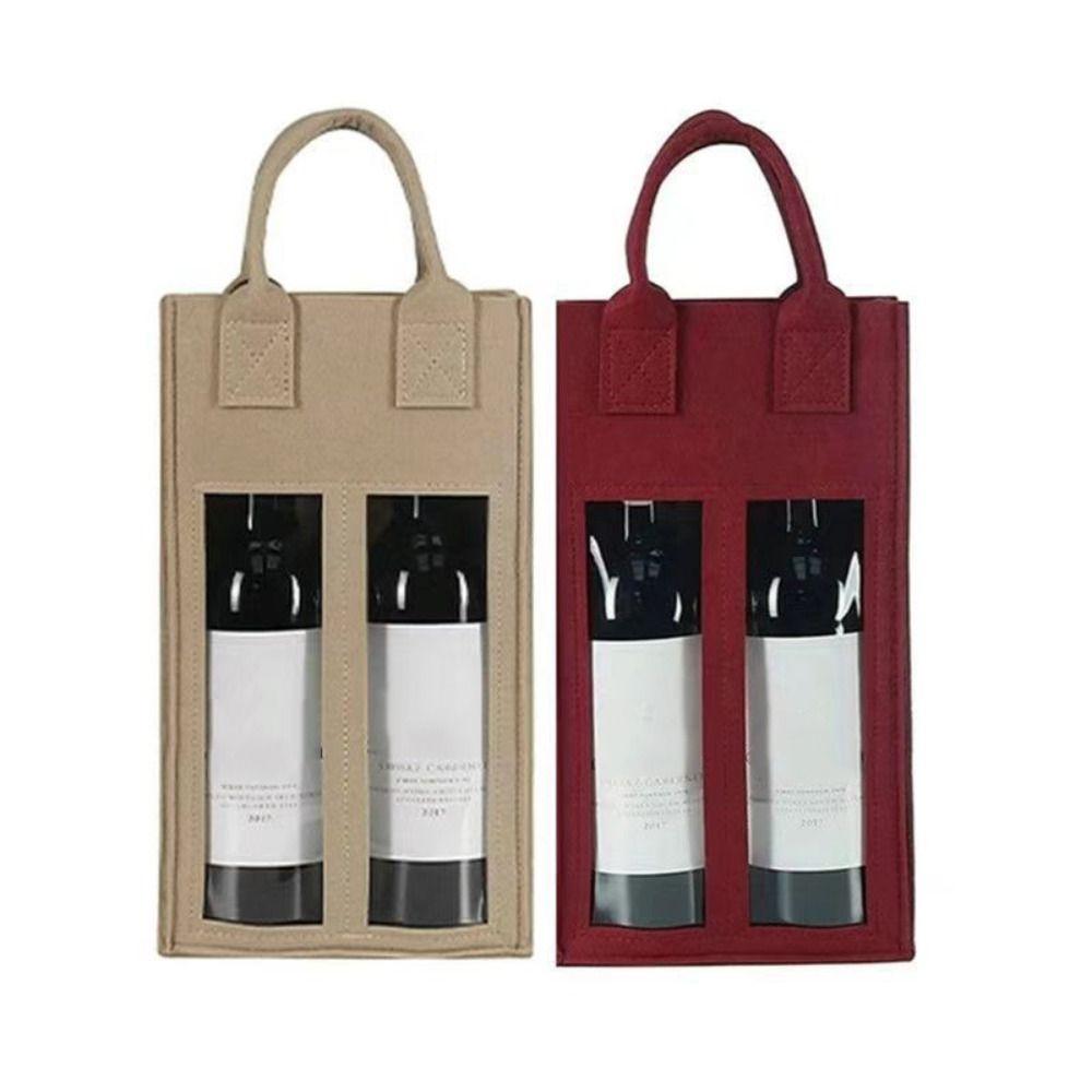 Double Bottle Holder Wine Box Non-woven Fabric Gift Presentation Box Wine Gift Bag with Handle Portable Champagne Package Bags