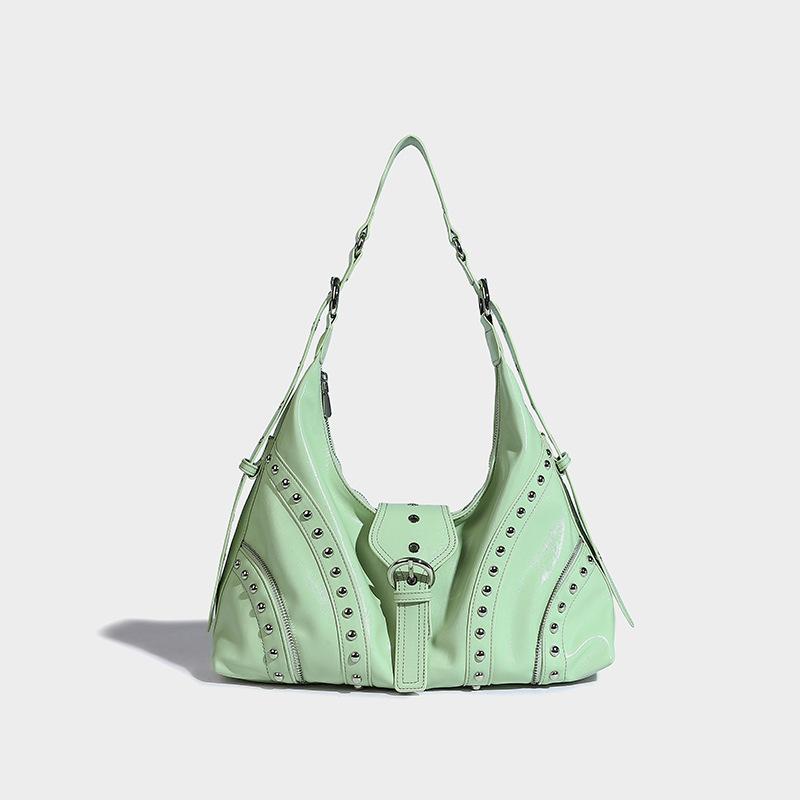 2024 Summer New Niche Retro Hot Girl Distressed Rivet Commuter Versatile Single-Shoulder Crossbody Underarm Bag New Model