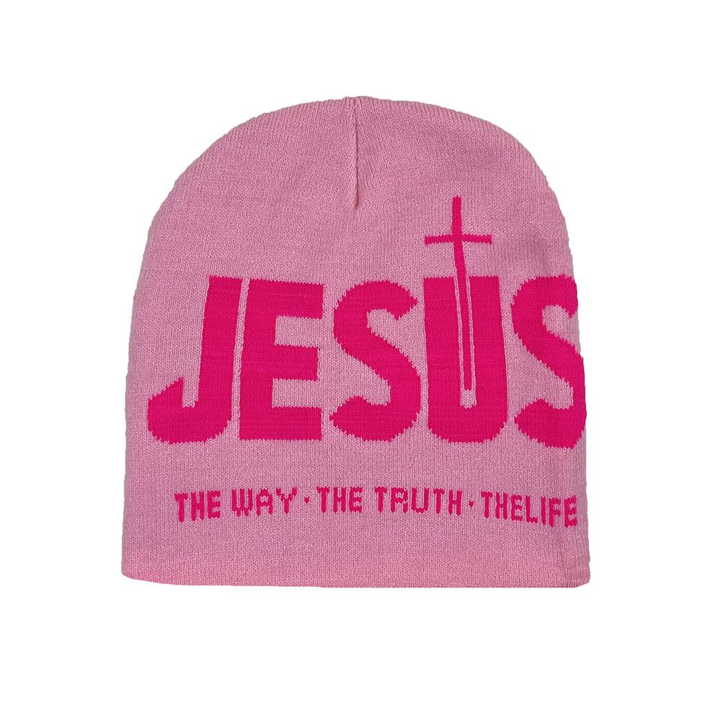 

Jesus Cross Knit Beanie With Breathable Warmth For Men And Women Autumn Winter рожевий