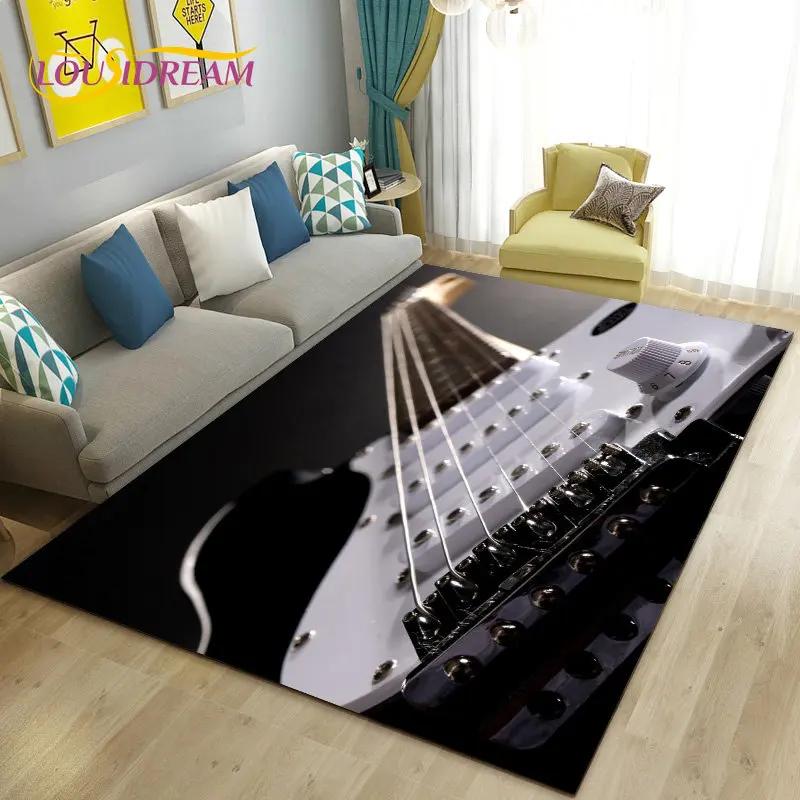 Classical Guitar Electric Guitar Area Rug Large,Carpet Rug for Living Room Bedroom Sofa Doormat Decoration, Non-slip Floor Mat