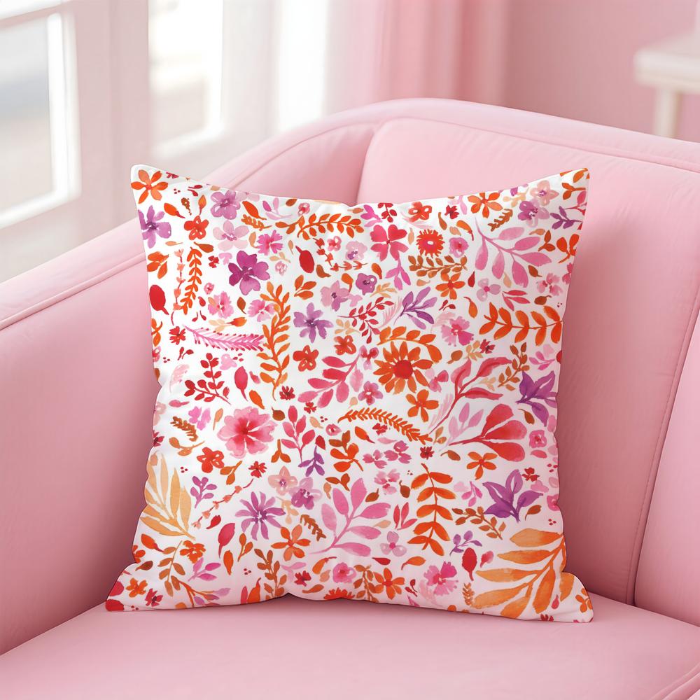 Full Print Floral Print Pattern Cushion Cover Pillow Case Soft Skin Friendly Fabric  Concealed Zipper