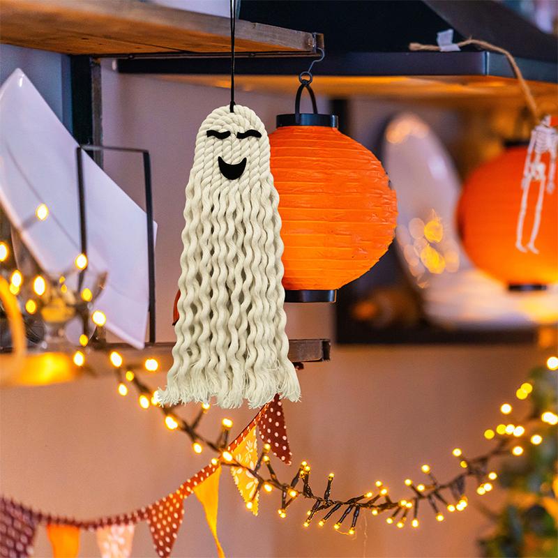 

Halloween Pendants Home Garden Hand-woven Ghost Wall Hanging Handmade Ornaments Holiday Supplies