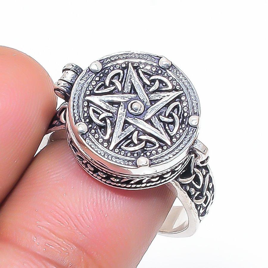 

Natural Poison Box Gemstone 925 Sterling Silver Jewelry Ring Size 7 a4n51