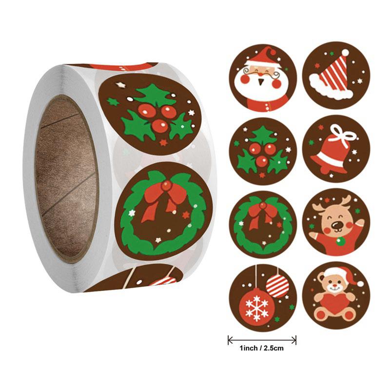500pcs Rose Gold Merry Christmas Stickers 1 Inch Self-adhesive Holiday Stickers For Christmas Decors Wedding Party Cards Label