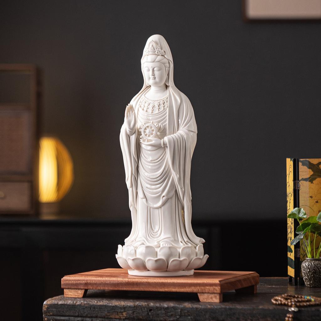 Chinese feng shui ceramic Nanhai Guanyin Bodhisattva statue standing Figure, great Compassion and mercy Guanyin Bodhisattva whit