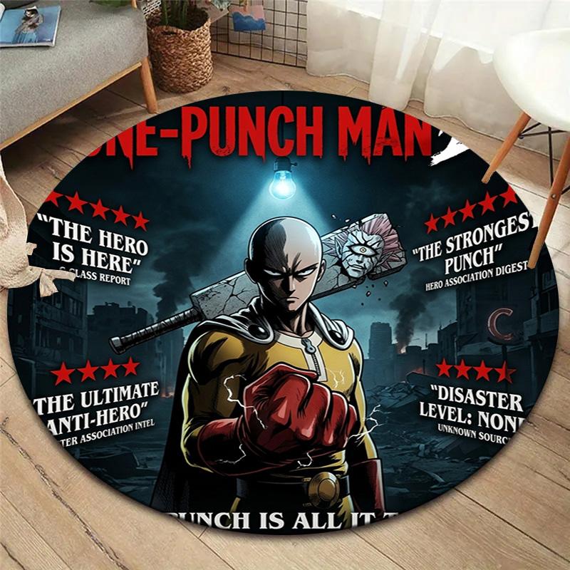 Onepunch Man Round Area Rug Carpet Rug For Living Room Bedroom Sofa Playroom Decor Nonslip Floor Mat