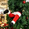 Funny Christmas Tree Leg Ornaments Elf Stuffed Ornaments, Santa Green/Red Legs Decorations, Poseable Creative Xmas Party Hanging Decor for Door Wreath